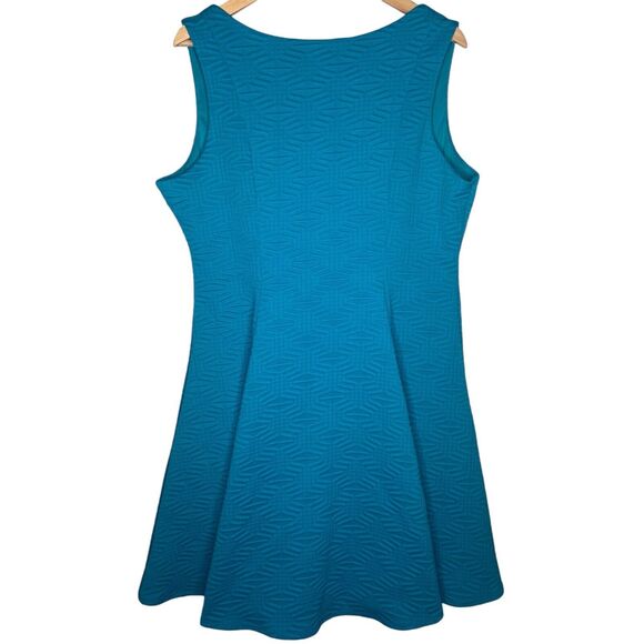 Torrid Dress Size 1X Skater Teal Blue Textured Fit & Flare Sleeveless Sweetheart - Picture 8 of 9